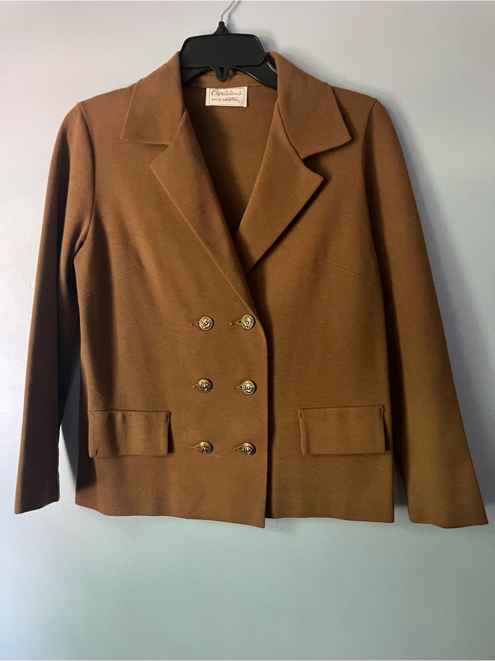 Vintage 1950’s Classic Double-Breasted Blazer in Brown with Gold Buttons